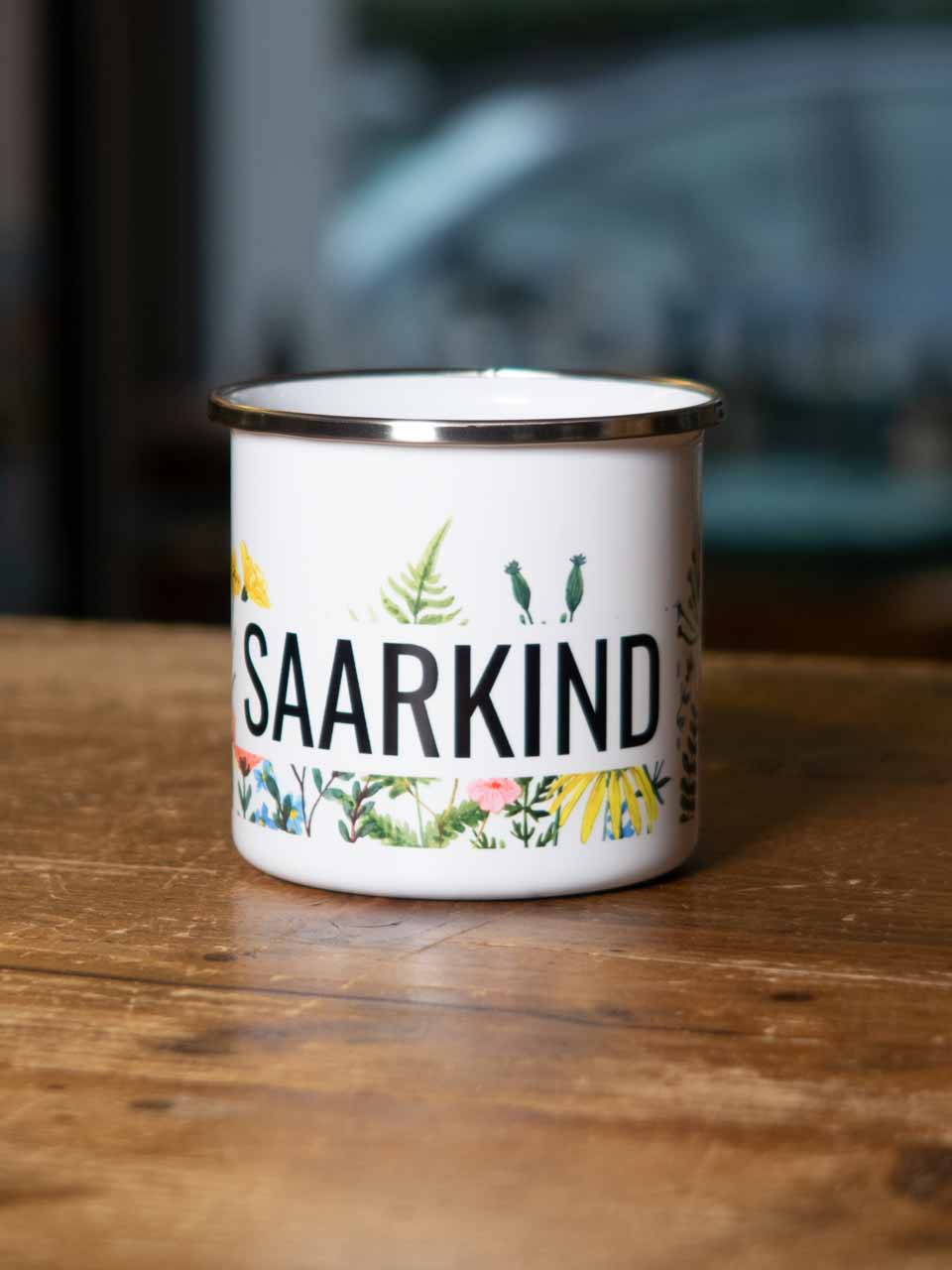 Saarkind Emaille Kaffee Becher Blumenwiese