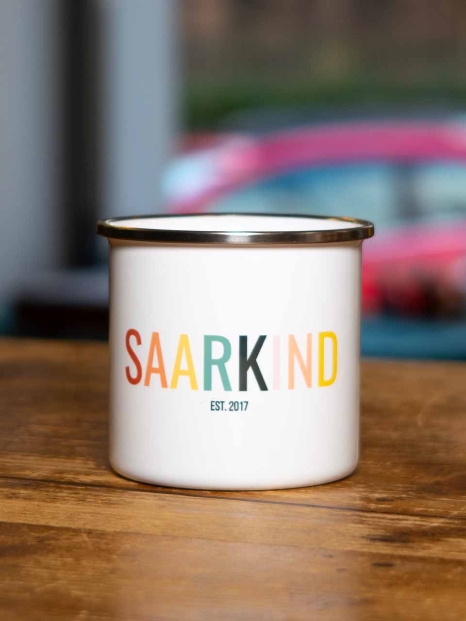 Saarkind Emaille Kaffee Becher Frühling