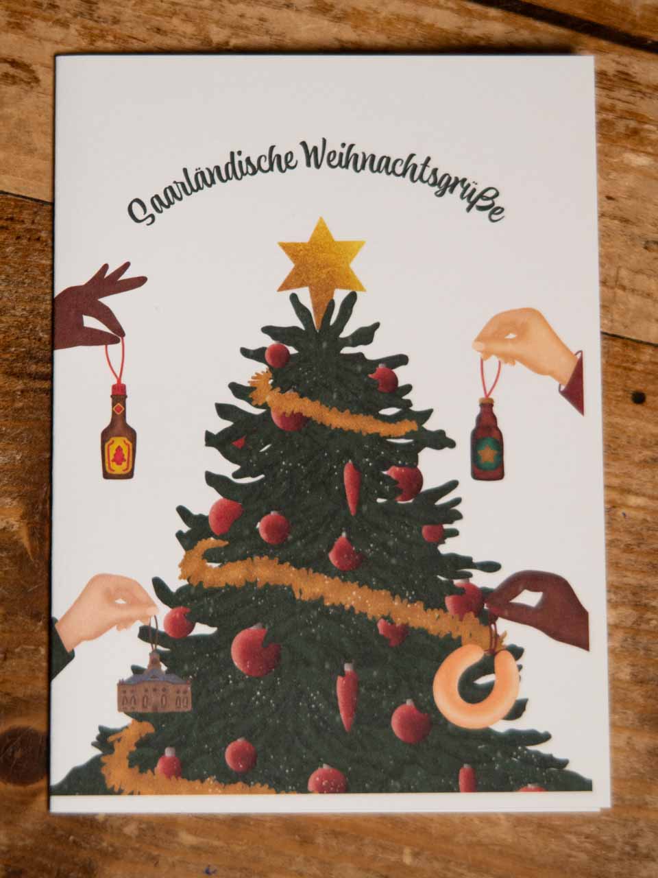 Saarländische Weihnachtsgrüße Christbaum Karte