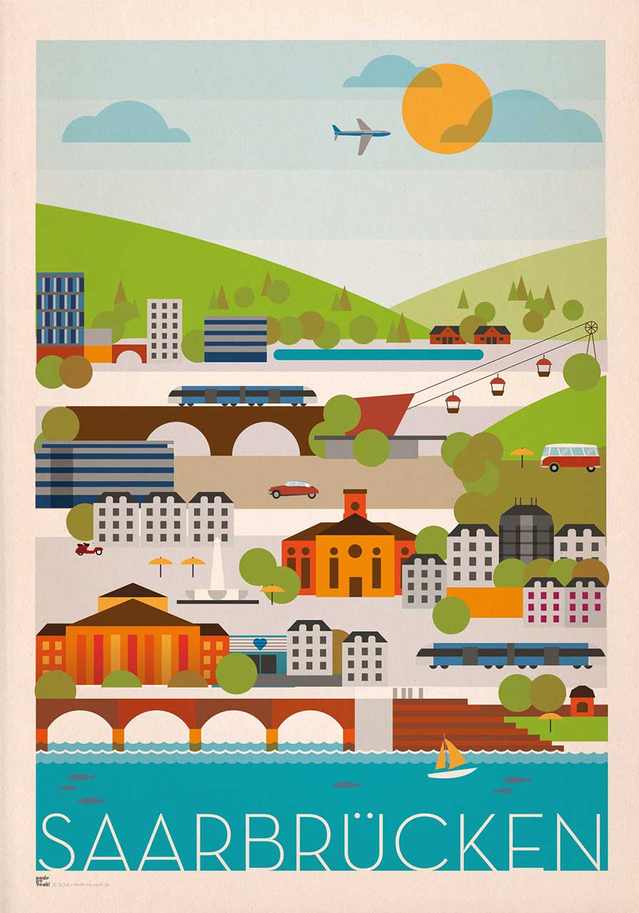 Saarbrücken Skyline Poster Druck DIN A2
